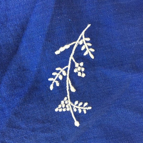 Blue/Purple Jumpsuit with White Embroidered Flowers - Picture 2 of 4